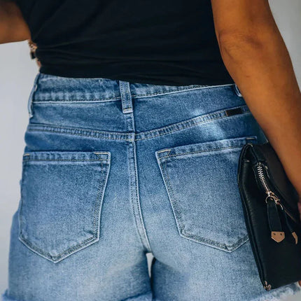Women's Ripped Denim Shorts Casual Style