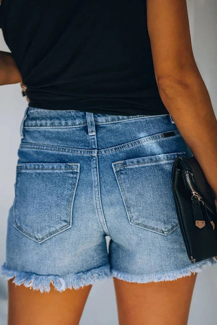 Women's Ripped Denim Shorts Casual Style
