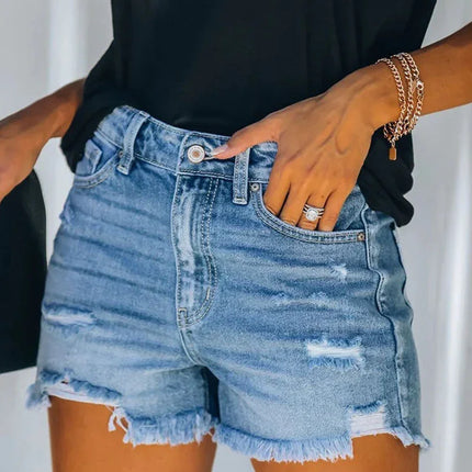 Women's Ripped Denim Shorts Casual Style