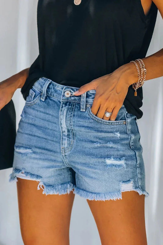 Women's Ripped Denim Shorts Casual Style