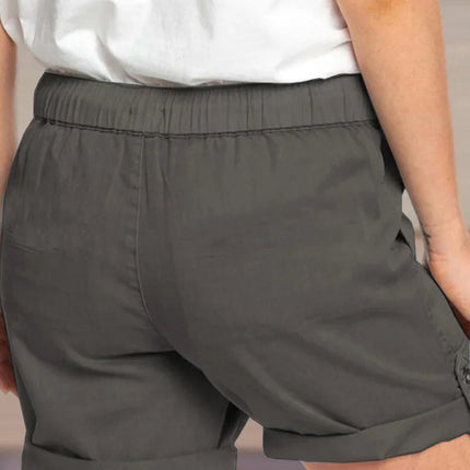 Women's Adjustable Waist Drawstring Shorts with Turned Up Hem