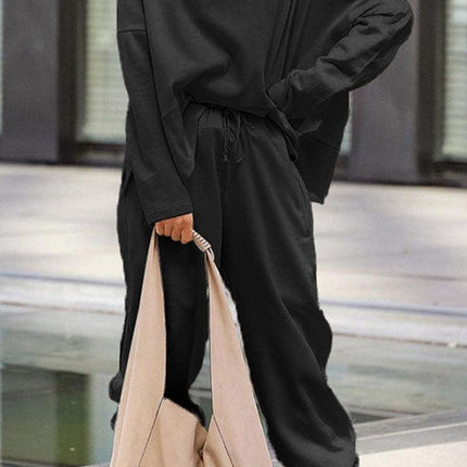 Women's Oversized Sweatshirt and Elastic Waist Trousers Cotton Loungewear Set