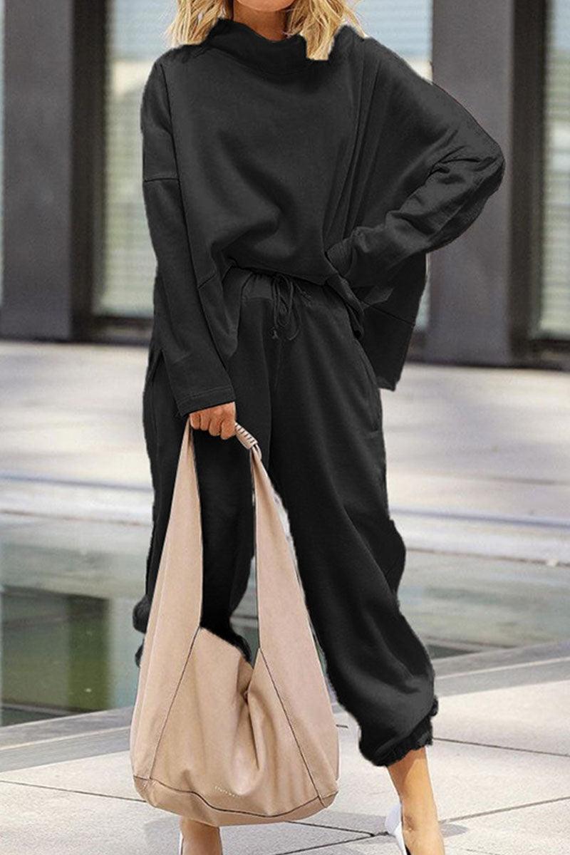 Women's Oversized Sweatshirt and Elastic Waist Trousers Cotton Loungewear Set