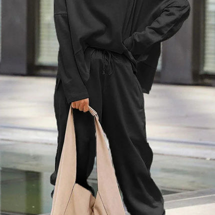 Women's Oversized Sweatshirt & Elastic Waist Trousers Cotton Loungewear Set