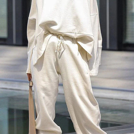 Women's Oversized Sweatshirt & Elastic Waist Trousers Cotton Loungewear Set