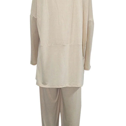 Women's Oversized Sweatshirt & Elastic Waist Trousers Cotton Loungewear Set
