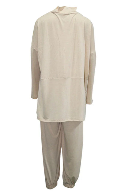 Women's Oversized Sweatshirt & Elastic Waist Trousers Cotton Loungewear Set
