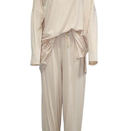 Women's Oversized Sweatshirt and Elastic Waist Trousers Cotton Loungewear Set