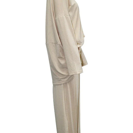 Women's Oversized Sweatshirt & Elastic Waist Trousers Cotton Loungewear Set