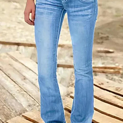 Women's Bootcut Denim Jeans Ripped High Waisted