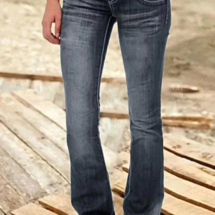 Women's Bootcut Denim Jeans Ripped High Waisted