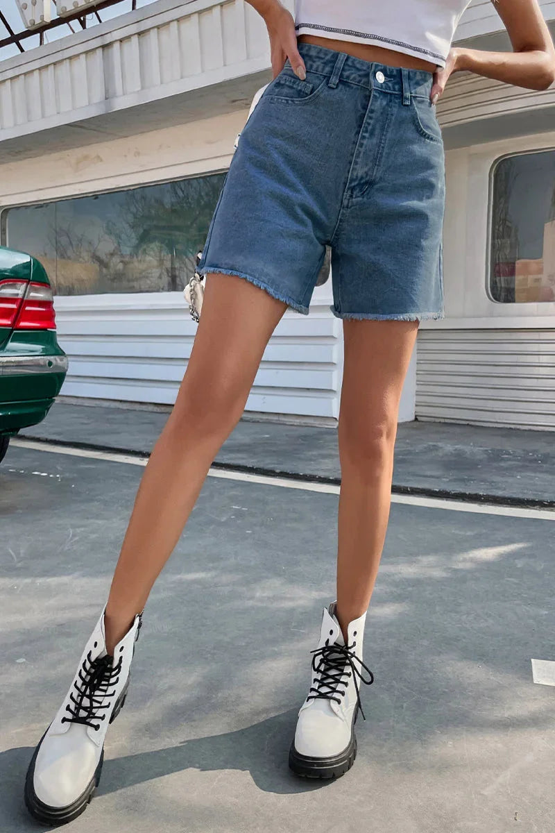 Women's French Denim Shorts Raw Hem