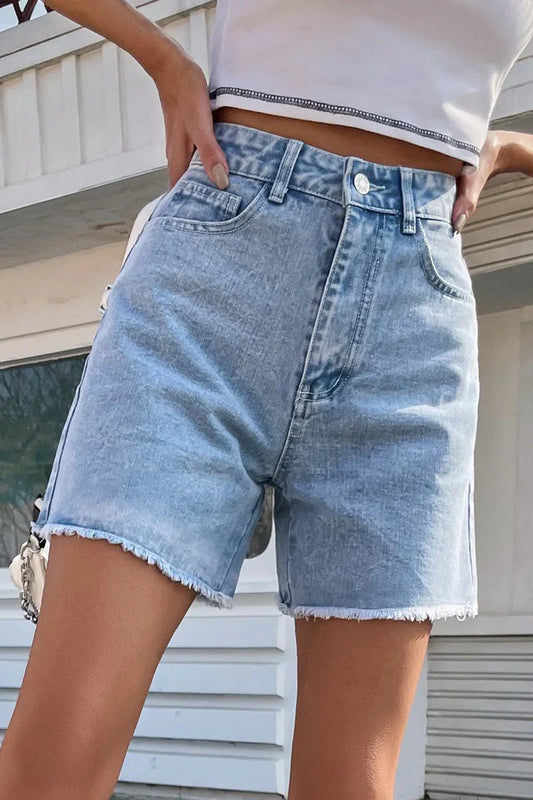 Women's French Denim Shorts Raw Hem