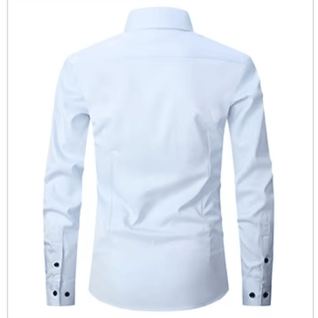 Men's Long Sleeve Slim Fit Shirt with Contrast Buttons