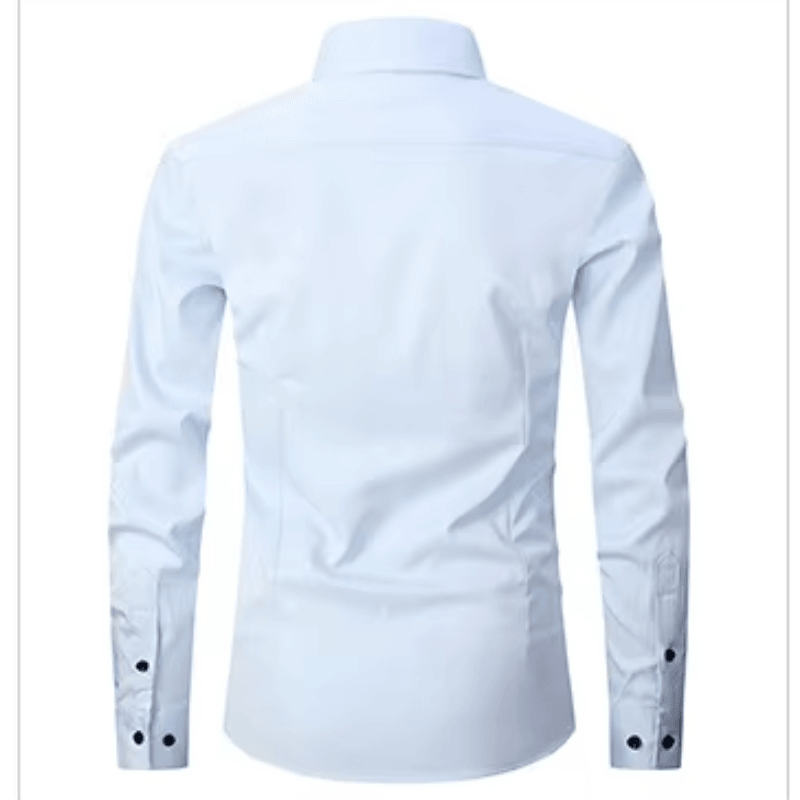 Men's Long Sleeve Slim Fit Shirt with Contrast Buttons