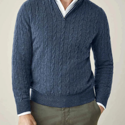 Men's Zipper Sweater Cable Knit