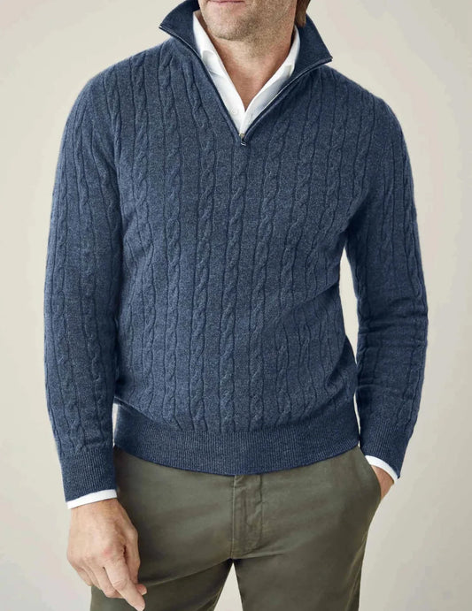 Men's Zipper Sweater Cable Knit