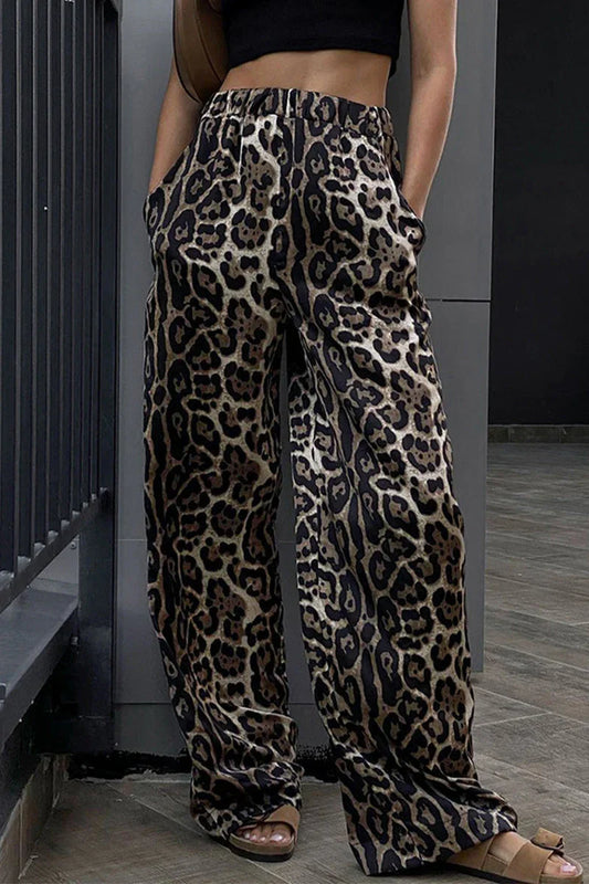 Women's Satin Wide Leg Trousers with Pockets