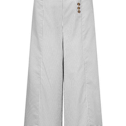 Women's Striped High-Waisted Culottes with Button Detail
