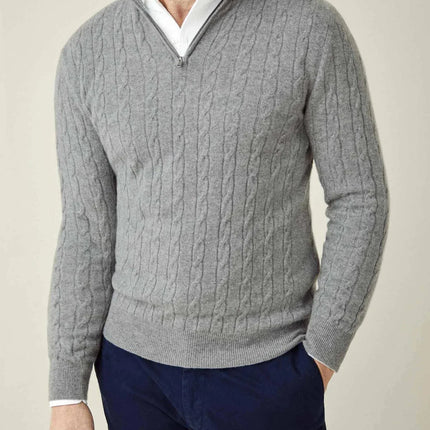 Men's Zipper Sweater Cable Knit