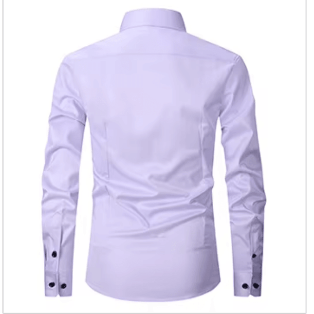 Men's Long Sleeve Slim Fit Shirt with Contrast Buttons