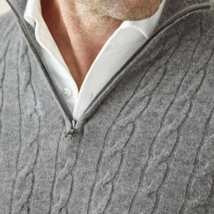Men's Zipper Sweater Cable Knit