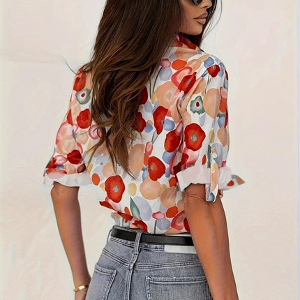 Plus Size Button-Down Shirt Floral Print