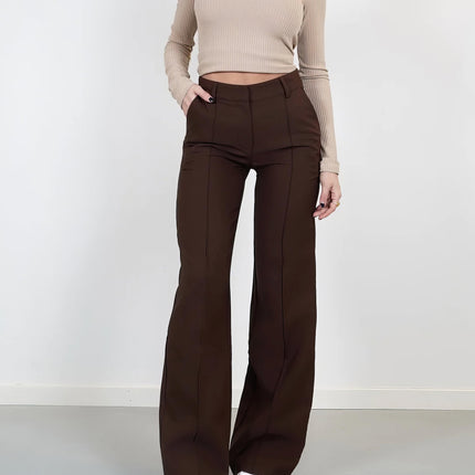 Women's Wide-Leg Trousers High-Waisted Tailored Fit Full Length