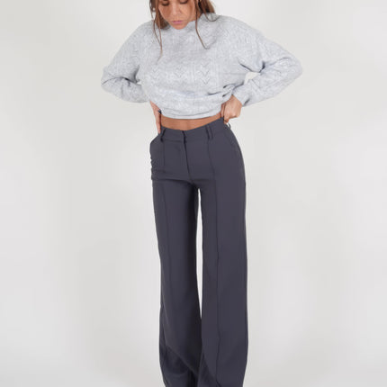 Women's Wide-Leg Trousers High-Waisted Tailored Fit Full Length