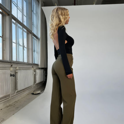 Women's Wide-Leg Trousers High-Waisted Tailored Fit Full Length