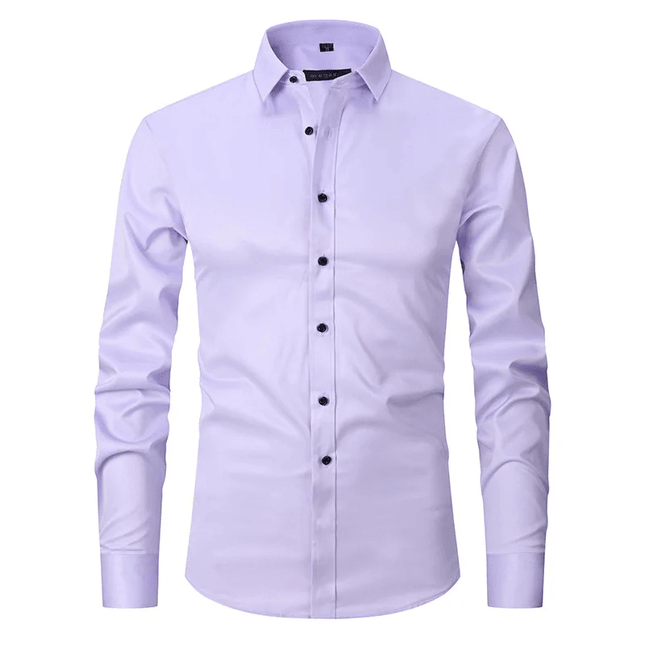 Men's Long Sleeve Slim Fit Shirt with Contrast Buttons