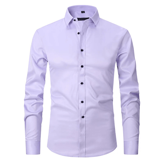 Men's Long Sleeve Slim Fit Shirt with Contrast Buttons