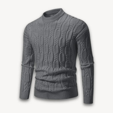 Men's Crewneck Sweater Cable Knit Cotton Blend