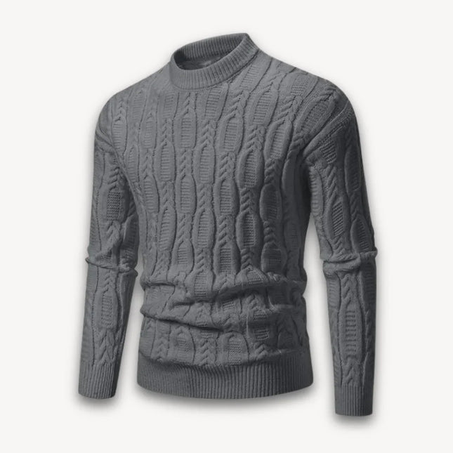 Men's Crewneck Sweater Cable Knit Cotton Blend