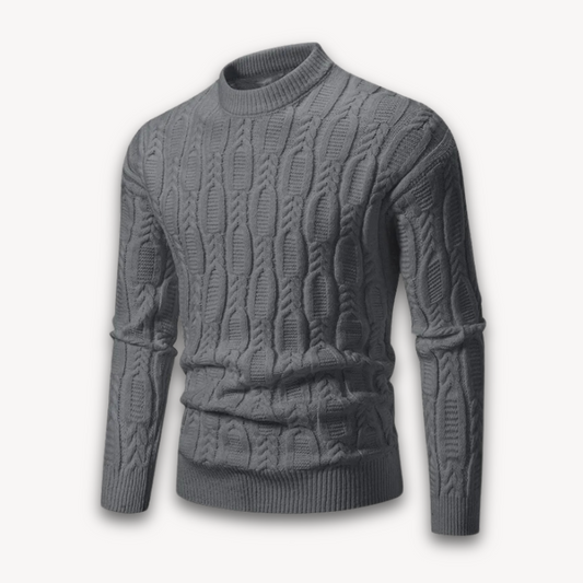 Men's Crewneck Sweater Cable Knit Cotton Blend