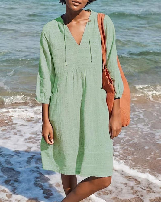 Women's Long-Sleeve Shirt Dress Elegant Style
