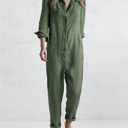 Women's Jumpsuit Button-Up with Pockets