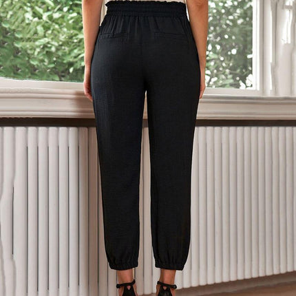 Women's High Waist Jogger Trousers with Elastic Cuffs and Adjustable Drawstring