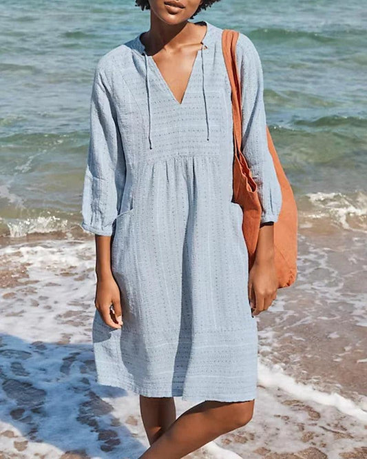 Women's Long-Sleeve Shirt Dress Elegant Style