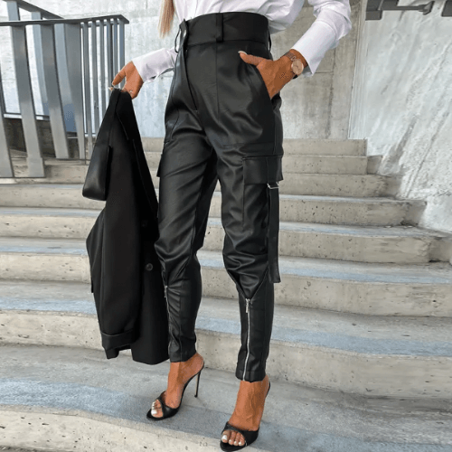 Women's Cargo Trousers High Waisted Slim Fit