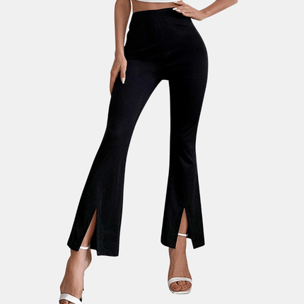 Women's High-Waisted Flare Trousers Stretch Fabric Slim Fit