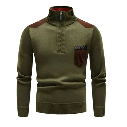 Men's Half-Zip Jumper Patchwork Design