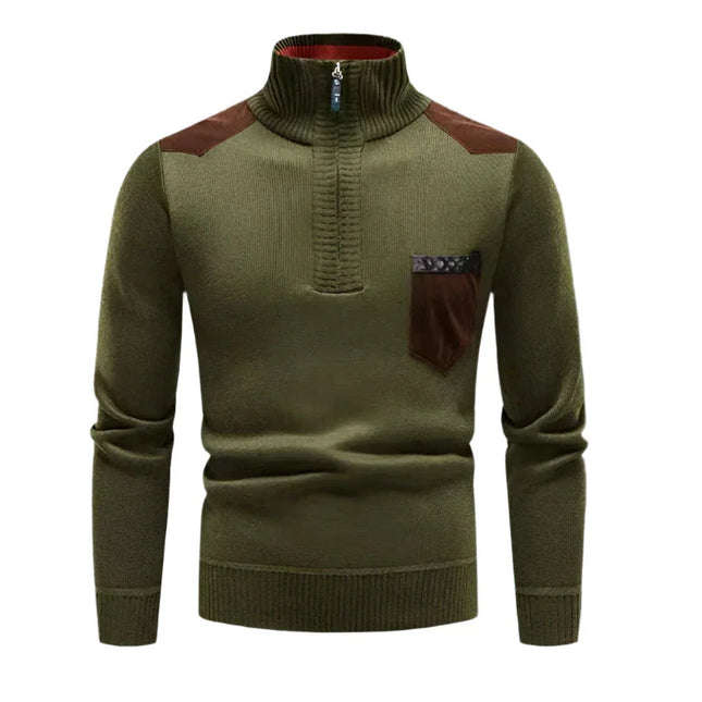 Men's Half-Zip Jumper Patchwork Design