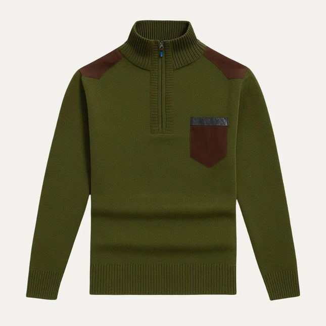 Men's Half-Zip Jumper Patchwork Design