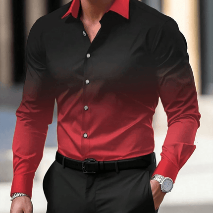 Men's Long Sleeve Slim Fit Gradient Shirt