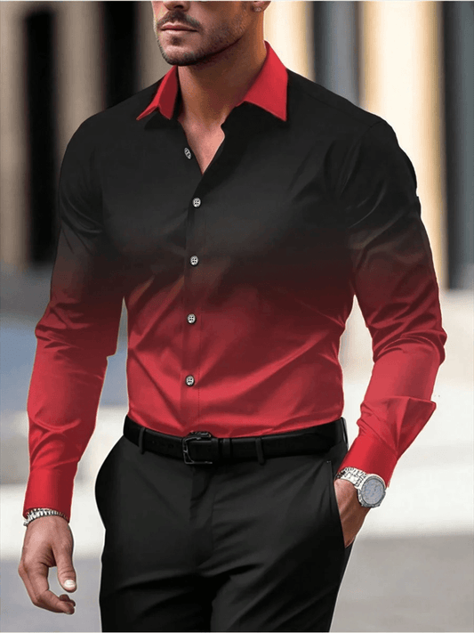 Men's Long Sleeve Slim Fit Gradient Shirt