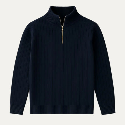 Men's Half Zip Ribbed Jumper