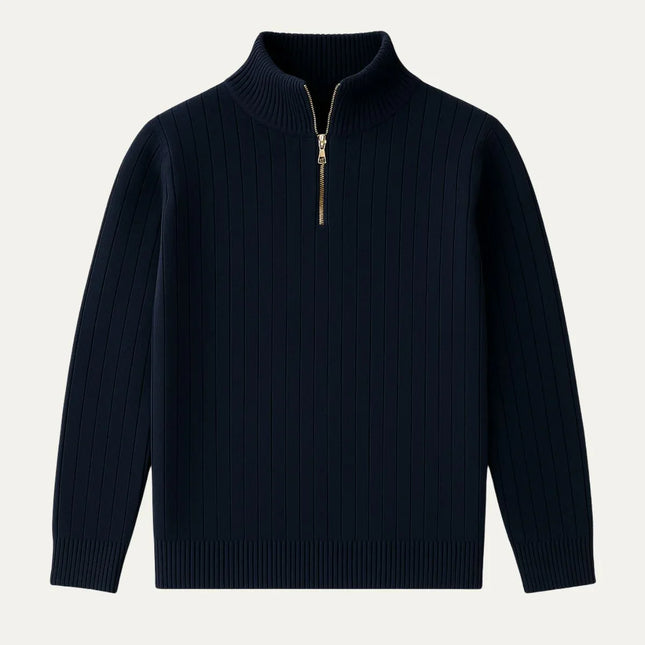 Men's Half Zip Ribbed Jumper