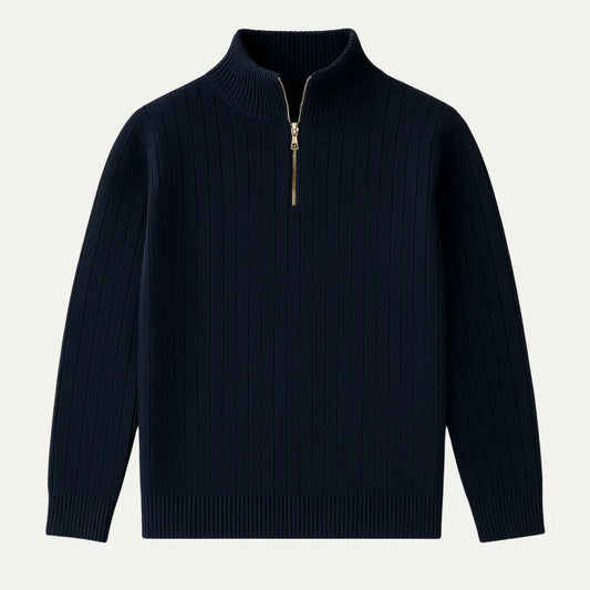 Men's Half Zip Ribbed Jumper