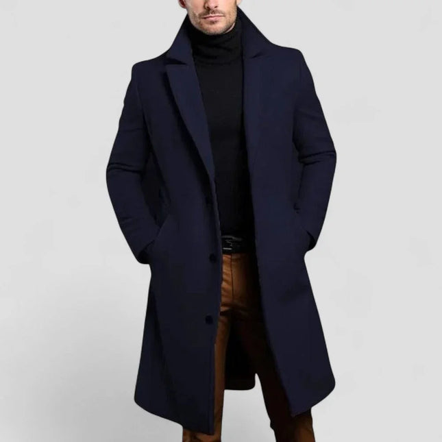 Men's Mid-Length Overcoat Wool Blend